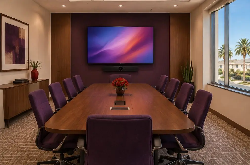 Illustration: a wall-mounted TV in a typical Anaheim Resort Area home