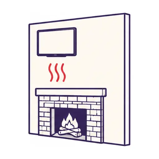 Schematic: a TV above a fireplace